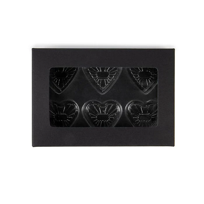 Black Kraft Artisan Candy Box Set, Heart Insert 7x2.1x10.3 cm (25 pieces) [CNDYH274B]