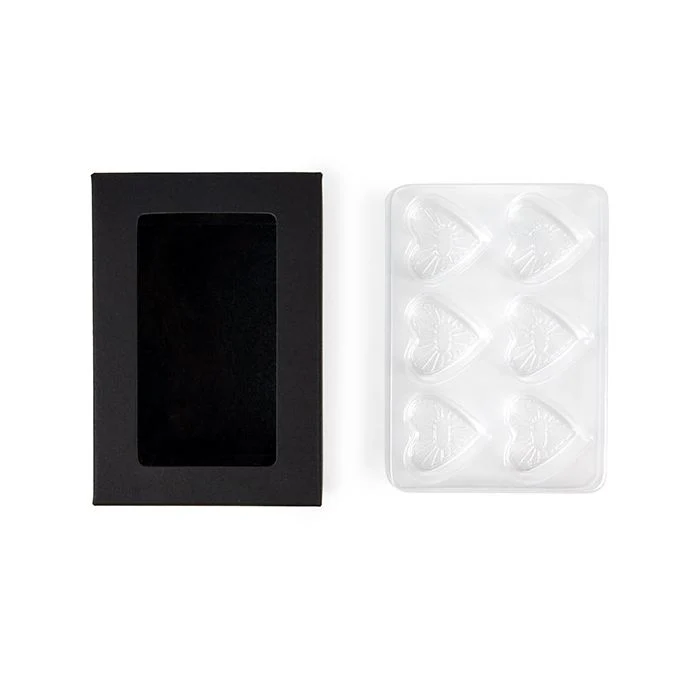 Black Kraft Artisan Candy Box Set, Heart Insert 7x2.1x10.3 cm (25 pieces) [CNDYH274B]