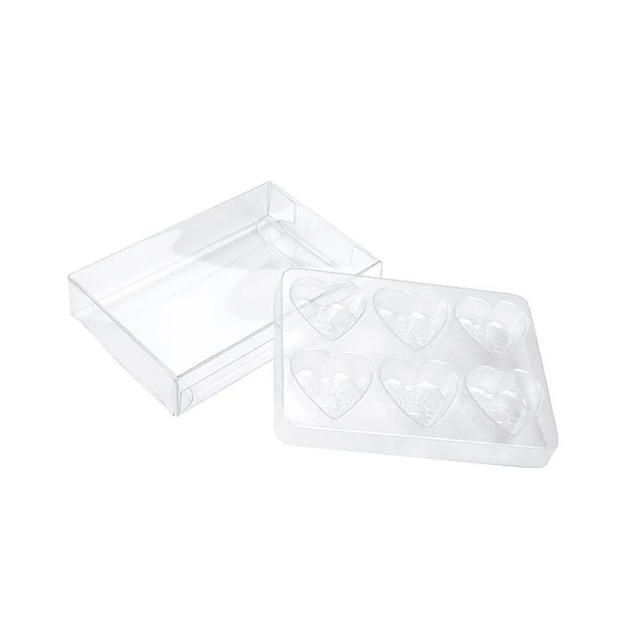 Clear Artisan Candy Box Set, Heart Insert 7x2.1x10.3 cm (25 pieces) [CNDYH274]