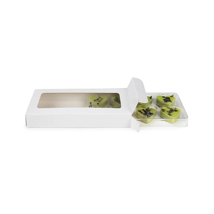 Schachteln weiß für handgemachte Süßigkeiten, Herz-Einsatz 7x2.1x13.8 cm (25 Stück) [CNDYH272W]