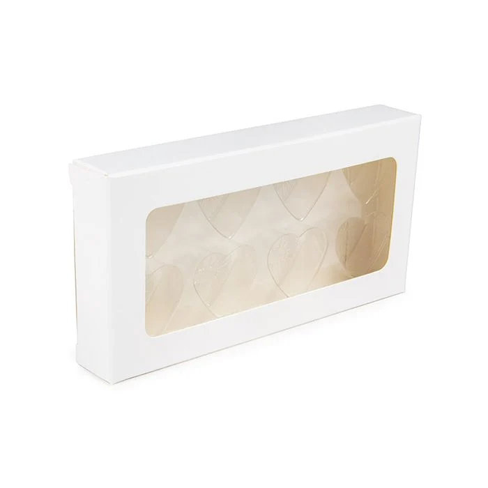 Schachteln weiß für handgemachte Süßigkeiten, Herz-Einsatz 7x2.1x13.8 cm (25 Stück) [CNDYH272W]