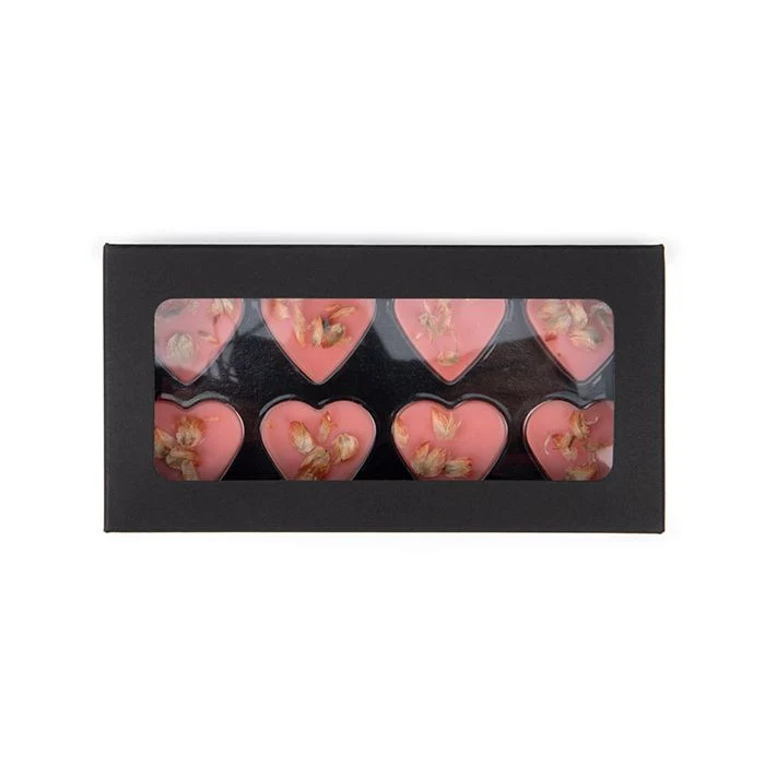 Schachteln schwarz für handgemachte Süßigkeiten, Herz-Einsatz 7x2.1x13.8 cm (25 Stück) [CNDYH272B]