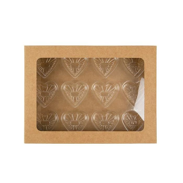 Schachteln Kraft für handgemachte Süßigkeiten, Herz-Einsatz 10.2x2.1x13.8 cm (25 Stück) [CNDYH271]