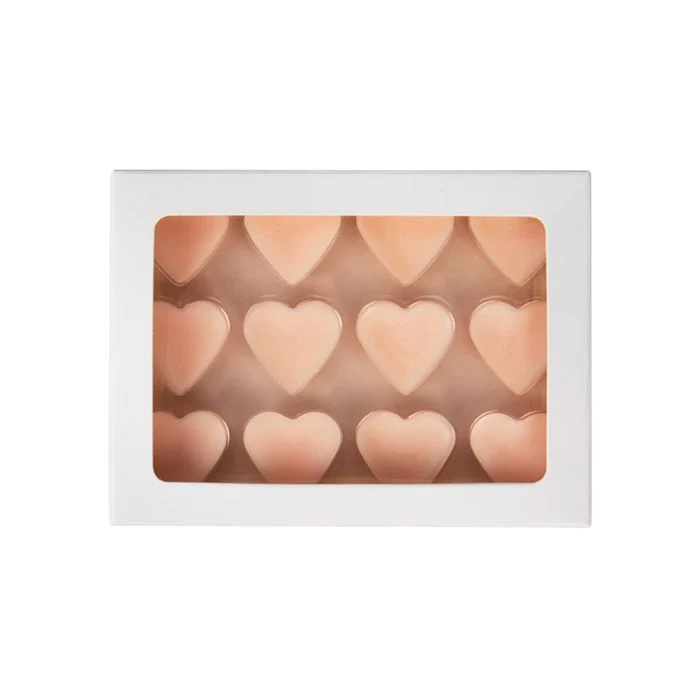 Schachteln weiß für handgemachte Süßigkeiten, Herz-Einsatz 10.2x2.1x13.8 cm (25 Stück) [CNDYH270W]