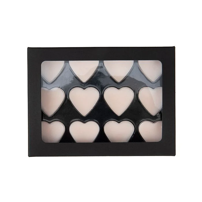 Schachteln schwarz für handgemachte Süßigkeiten, Herz-Einsatz 10.2x2.1x13.8 cm (25 Stück) [CNDYH270B]