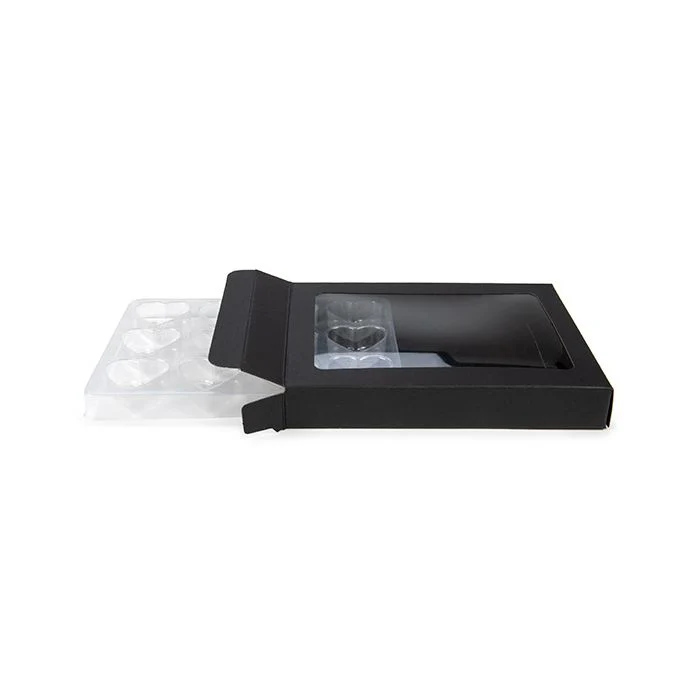 Schachteln schwarz für handgemachte Süßigkeiten, Herz-Einsatz 10.2x2.1x13.8 cm (25 Stück) [CNDYH270B]