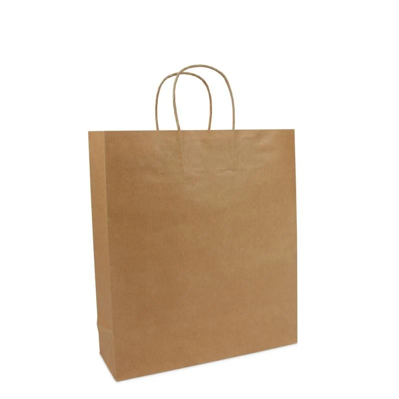Papiertragetaschen mit gedrehte Griffe und Bodenkarton 35+12x40 cm Braun (250 Stück) [FP-008040]