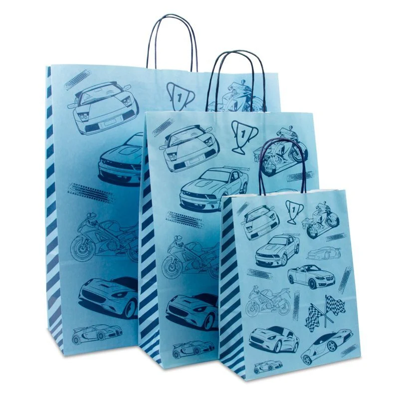 Papiertragetaschen mit gedrehte Griffe - Race 22+10x28 cm Blau (250 Stück) [FP-DPT092]