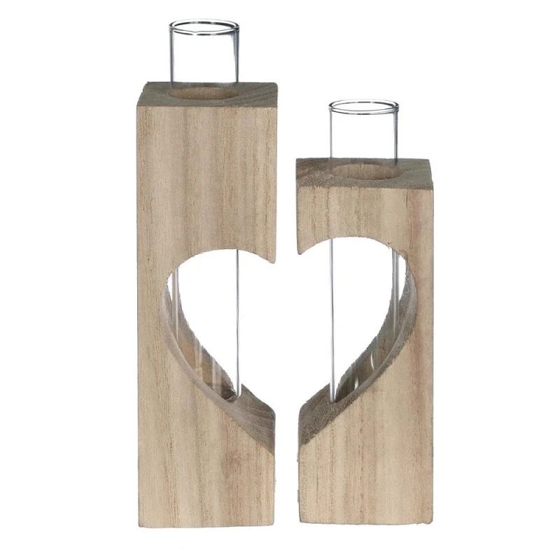 Herzförmiger Reagenzglashalter aus Holz, L. 4 x B. 4 x H. 14,5 cm (6er-Set) [IFS-29637]