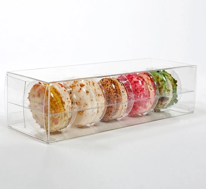 Macaron-Schachteln für 5 Macarons 6.5x5.1x19.1cm Transparent (25 Stück) [MBS1]