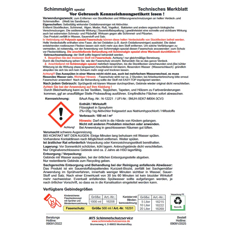 Schimmalgin Spezial Schimmelentferner 10 Liter
