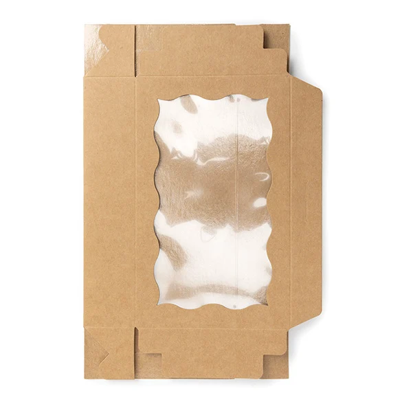 Kraft Papierschachtel mit gewelltem Sichtfenster 17,8x3,8x11 cm (25 Stück) [WKRG74]