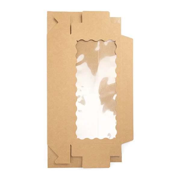 Kraft Papierschachtel mit gewelltem Sichtfenster 30x6,5x14 cm (25 Stück) [WKRG125]