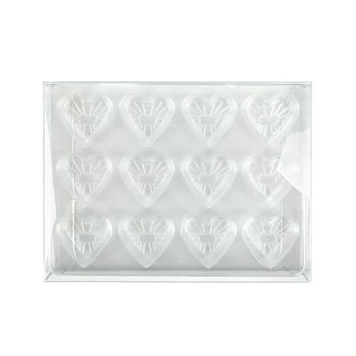 Schachteln für handgemachte Süßigkeiten, Herz-Einsatz 10.2x2.1x13.8 cm (25 Stück) [CNDYH270]