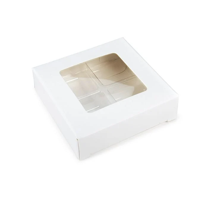 Schachteln weiß für handgemachte Süßigkeiten, Quadratischer Einsatz 7x2.1x6.8 cm (25 Stück) [CNDY276W]