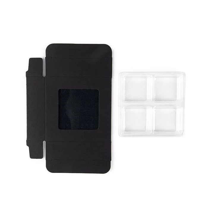 Schachteln schwarz für handgemachte Süßigkeiten, Quadratischer Einsatz 7x2.1x6.8 cm (25 Stück) [CNDY276B]