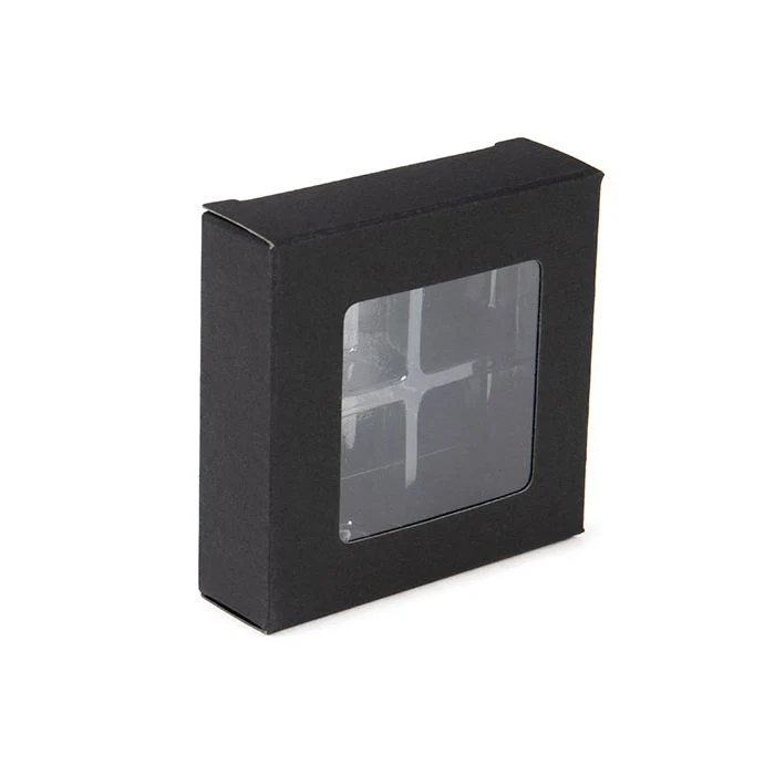 Schachteln schwarz für handgemachte Süßigkeiten, Quadratischer Einsatz 7x2.1x6.8 cm (25 Stück) [CNDY276B]