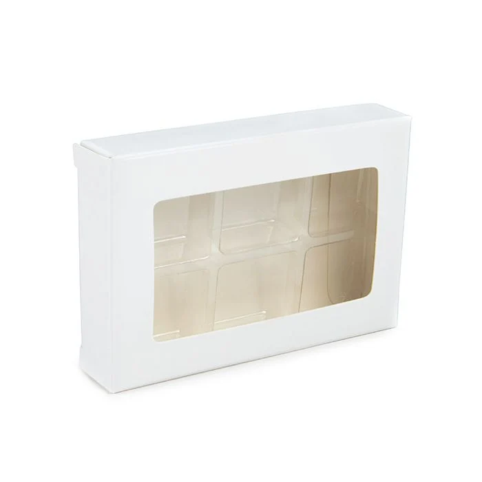 Schachteln weiß für handgemachte Süßigkeiten, Quadratischer Einsatz 7x2.1x10.3cm (25 Stück) [CNDY274W]