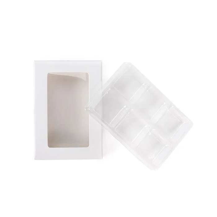 Schachteln weiß für handgemachte Süßigkeiten, Quadratischer Einsatz 7x2.1x10.3cm (25 Stück) [CNDY274W]