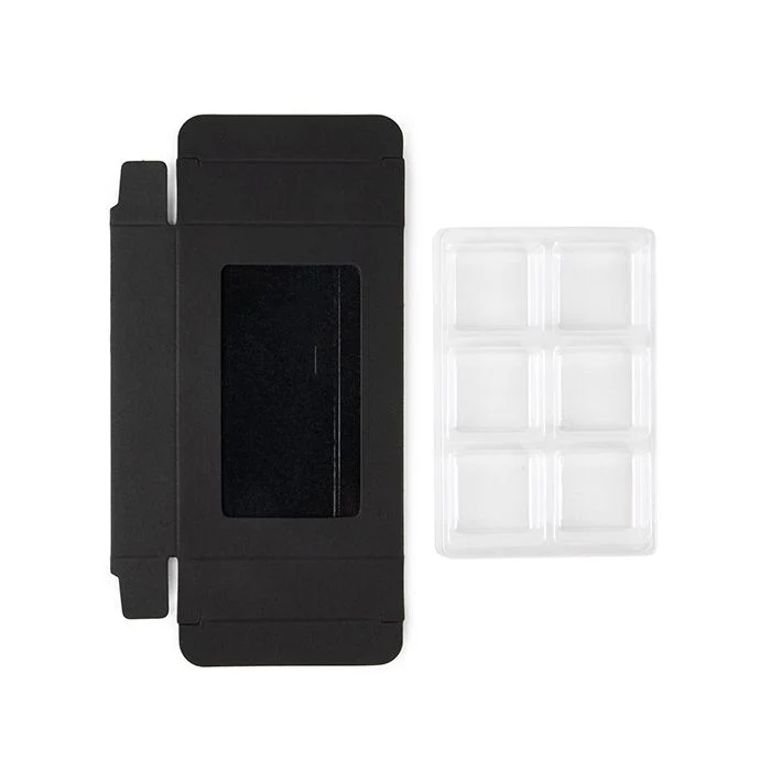 Schachteln schwarz für handgemachte Süßigkeiten, Quadratischer Einsatz 7x2.1x10.3 cm (25 Stück) [CNDY274B]