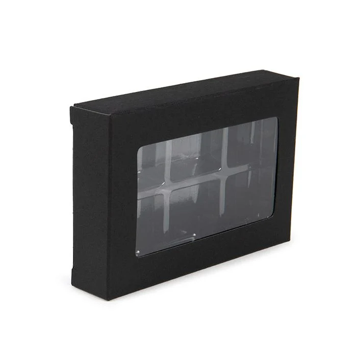 Schachteln schwarz für handgemachte Süßigkeiten, Quadratischer Einsatz 7x2.1x10.3 cm (25 Stück) [CNDY274B]