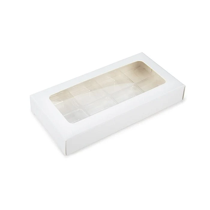 Schachteln weiß für handgemachte Süßigkeiten, Quadratischer Einsatz 7x2.1x13.8 cm (25 Stück) [CNDY272W]