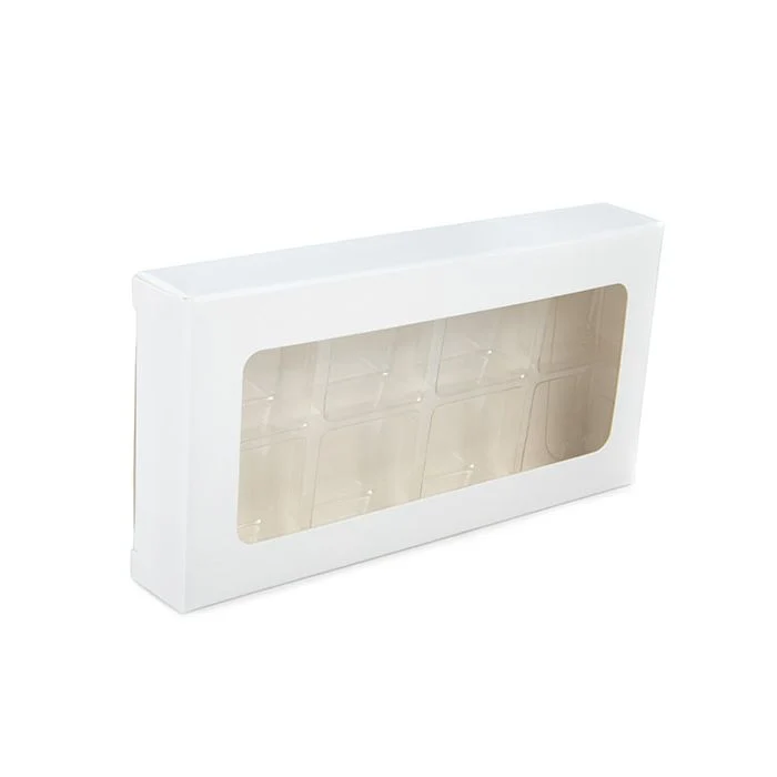 Schachteln weiß für handgemachte Süßigkeiten, Quadratischer Einsatz 7x2.1x13.8 cm (25 Stück) [CNDY272W]