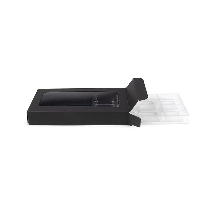 Schachteln schwarz für handgemachte Süßigkeiten, Quadratischer Einsatz 7x2.1x13.8 cm (25 Stück) [CNDY272B]