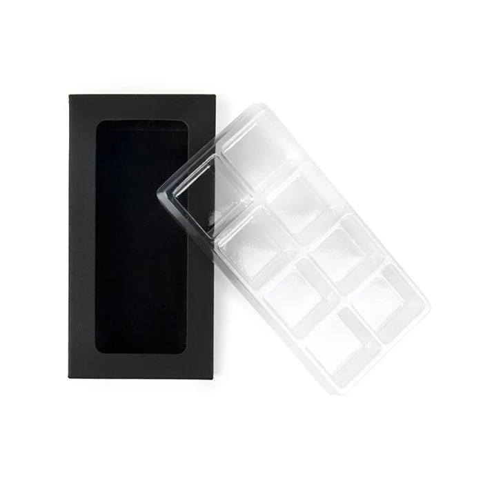 Schachteln schwarz für handgemachte Süßigkeiten, Quadratischer Einsatz 7x2.1x13.8 cm (25 Stück) [CNDY272B]