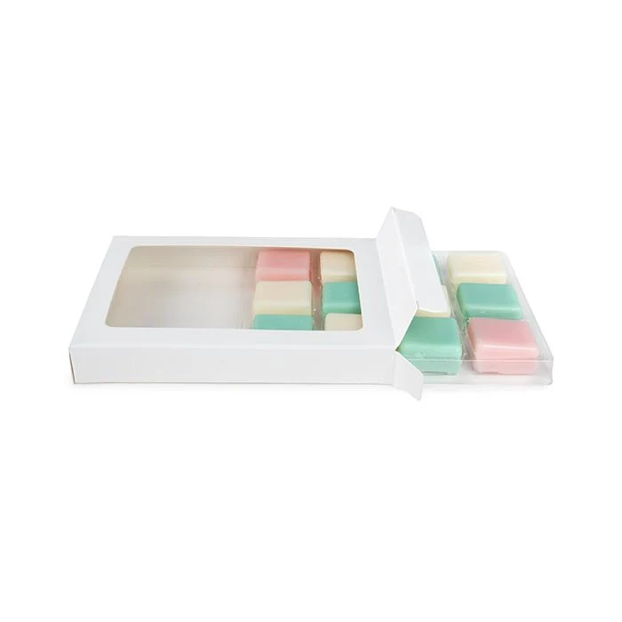 Schachteln weiß für handgemachte Süßigkeiten, Quadratischer Einsatz 10.2x2.1x13.8 cm (25 Stück) [CNDY270W]