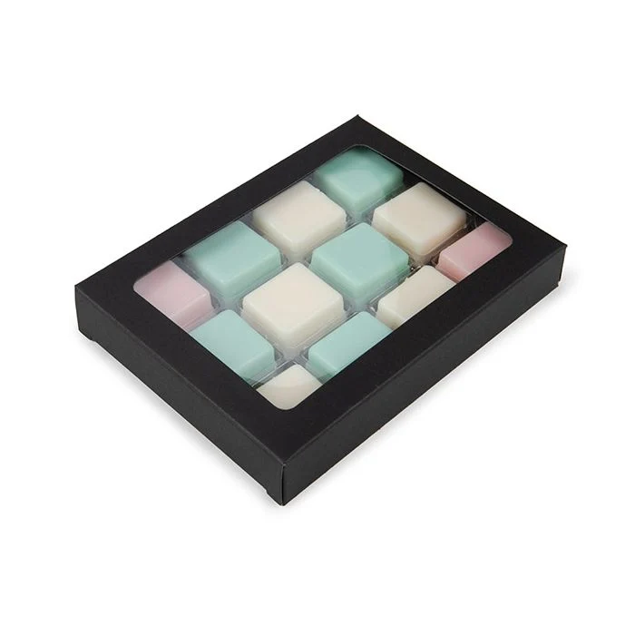 Schachteln schwarz für handgemachte Süßigkeiten, Quadratischer Einsatz 10.2x2.1x13.8 cm (25 Stück) [CNDY270B]