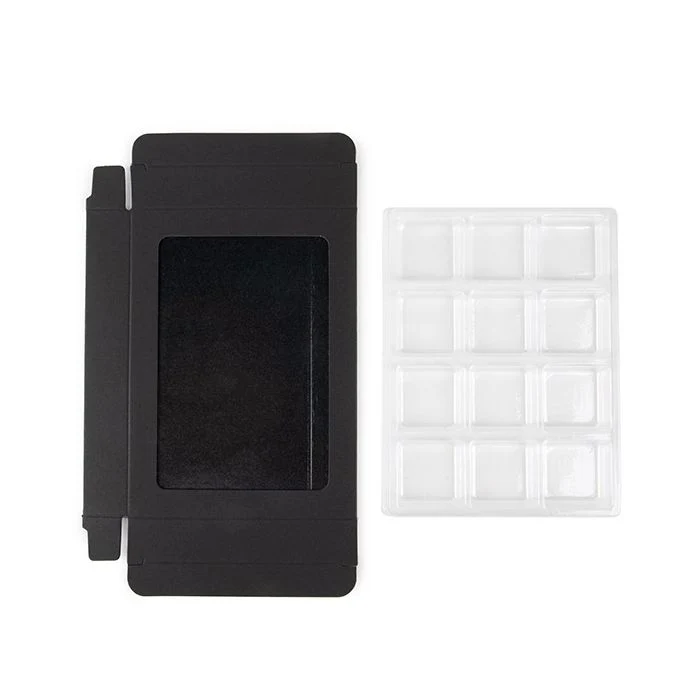 Schachteln schwarz für handgemachte Süßigkeiten, Quadratischer Einsatz 10.2x2.1x13.8 cm (25 Stück) [CNDY270B]