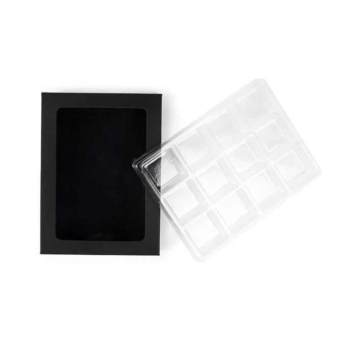 Schachteln schwarz für handgemachte Süßigkeiten, Quadratischer Einsatz 10.2x2.1x13.8 cm (25 Stück) [CNDY270B]
