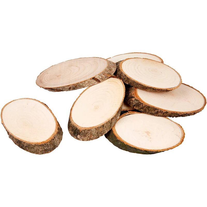 Holzscheiben, Größe 7,5 x 4,5 cm, Dicke 8 mm, 20 Stk/ 1 Pck [HOB-56791]