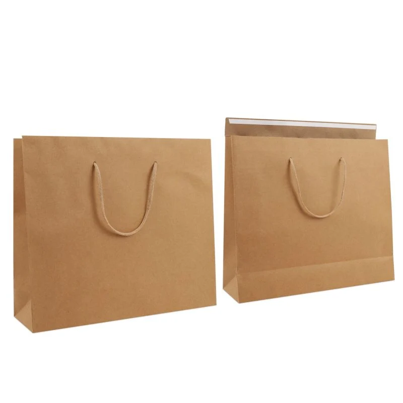 Luxuriöse Papiertaschen mit Klappe 40+12x35 cm Braun (100 Stück) [FP-DPK158]
