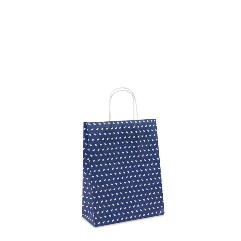 Papiertragetaschen mit gedrehte Griffe - Wave 22+10x28 cm Donkerblauw (250 Stück) [FP-DPT086]
