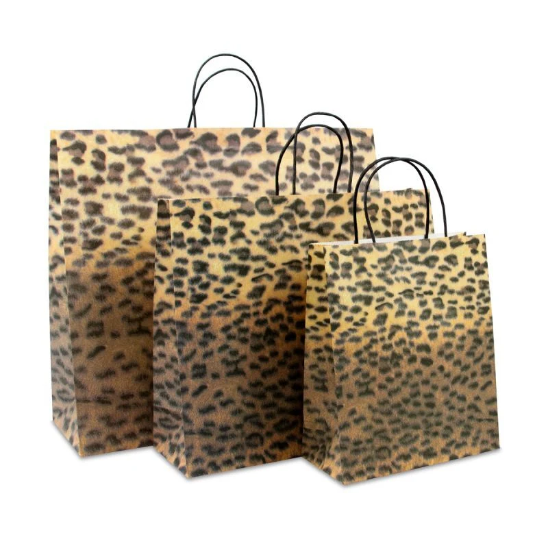 Papiertragetaschen mit gedrehte Griffe 36+12x31 cm Panther (150 Stück) [FP-DPT038]