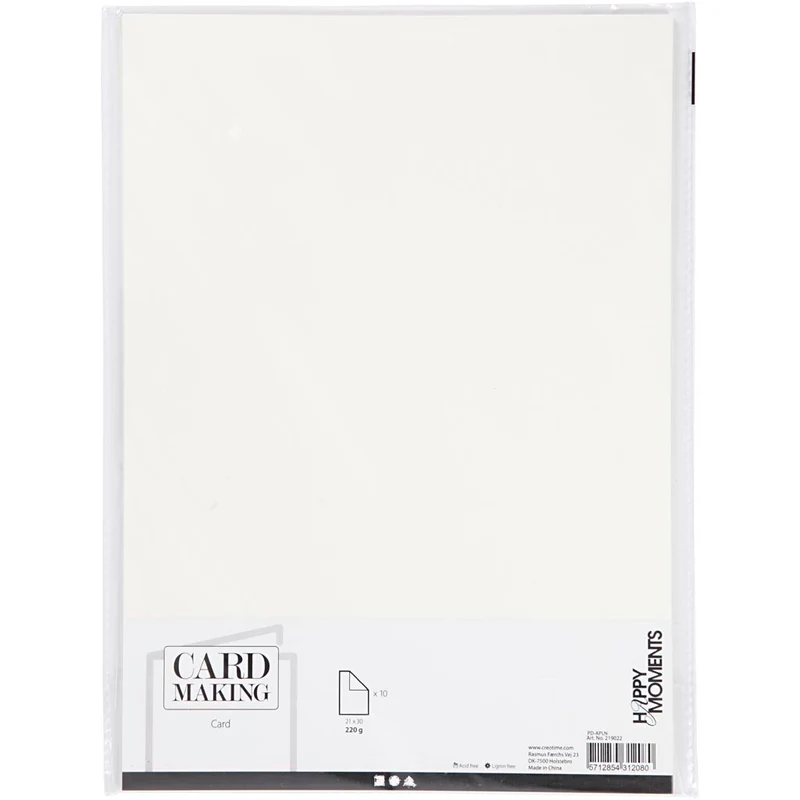 Karton, Naturweiß, A4, 210x297 mm, 220 g, 10 Stck./ 1 Pck. [HOB219022]