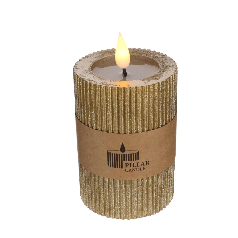 LED-Pfeilerkerze Ø7 h. 10 cm gold (1 Stk.) [IFS-32632]