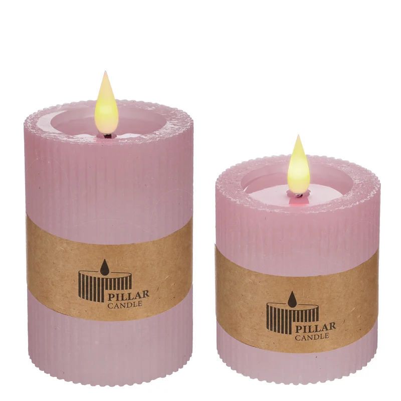 LED-Pfeilerkerze Ø7 h. 10 cm rosa (1 Stk.) [IFS-32624]
