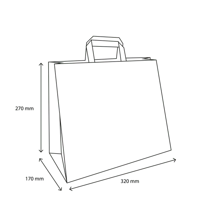 Papiertragetaschen 32x17x27cm weiß (250 Stück) [TK-9987496]