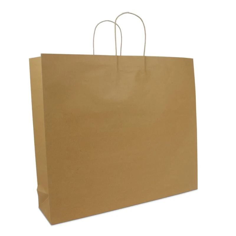 Papiertragetaschen mit gedrehte Griffe und Bodenkarton 54+13x46 cm Braun (100 Stück) [FP-DPT005]