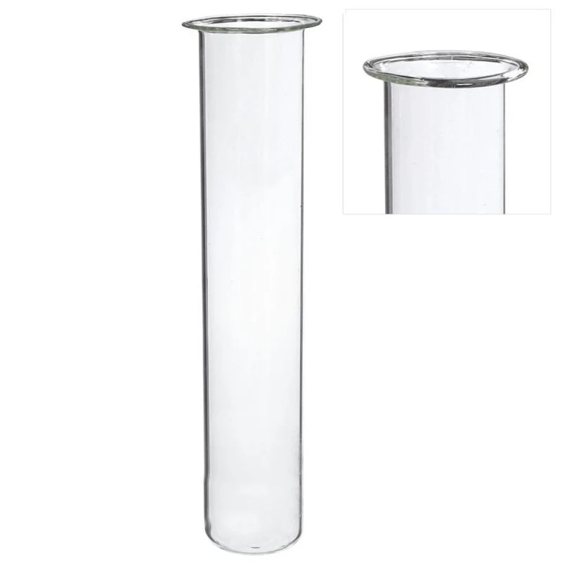 Glas-Reagenzgläser Ø 4 cm, H. 28 cm, mit Ring Ø 5 cm (6 Stück) [IFS-29208]