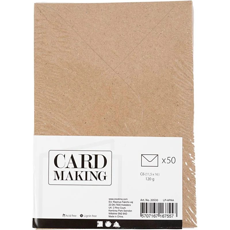 Recycelte Briefumschläge C6 Naturbraun 11.5x16cm - 120g/m2 (50 Stück) [HOB20530]