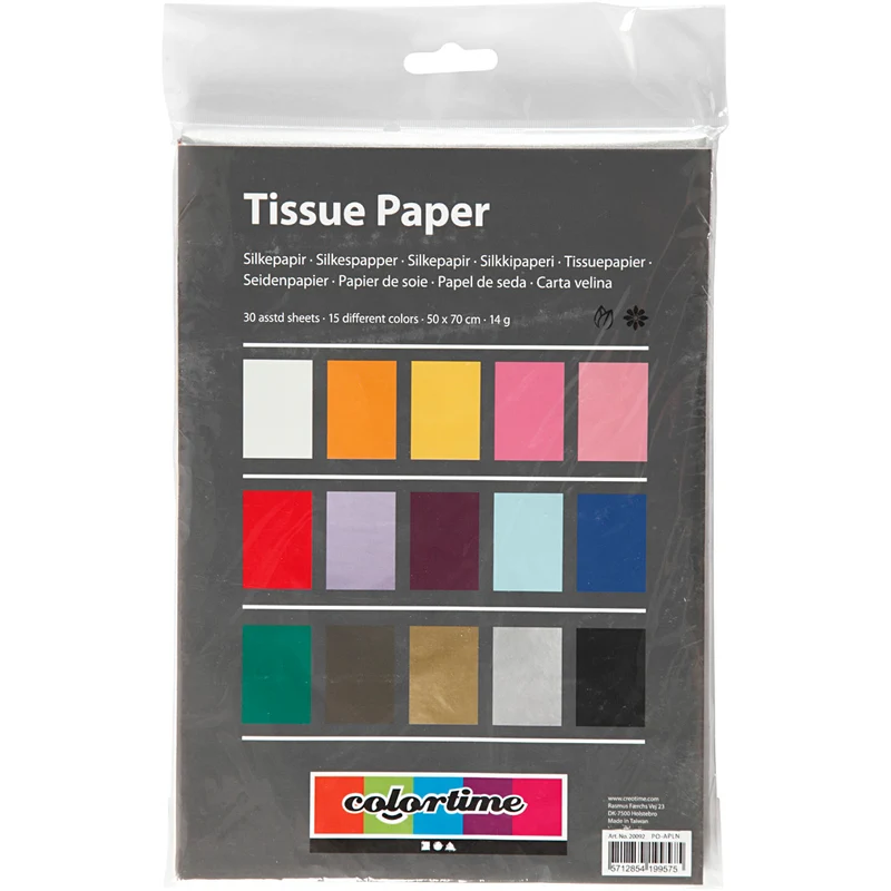 Seidenpapier - Sortiment, Blatt 50x70 cm, 14 g, Sortierte Farben, 30Bl. [HOB20092]