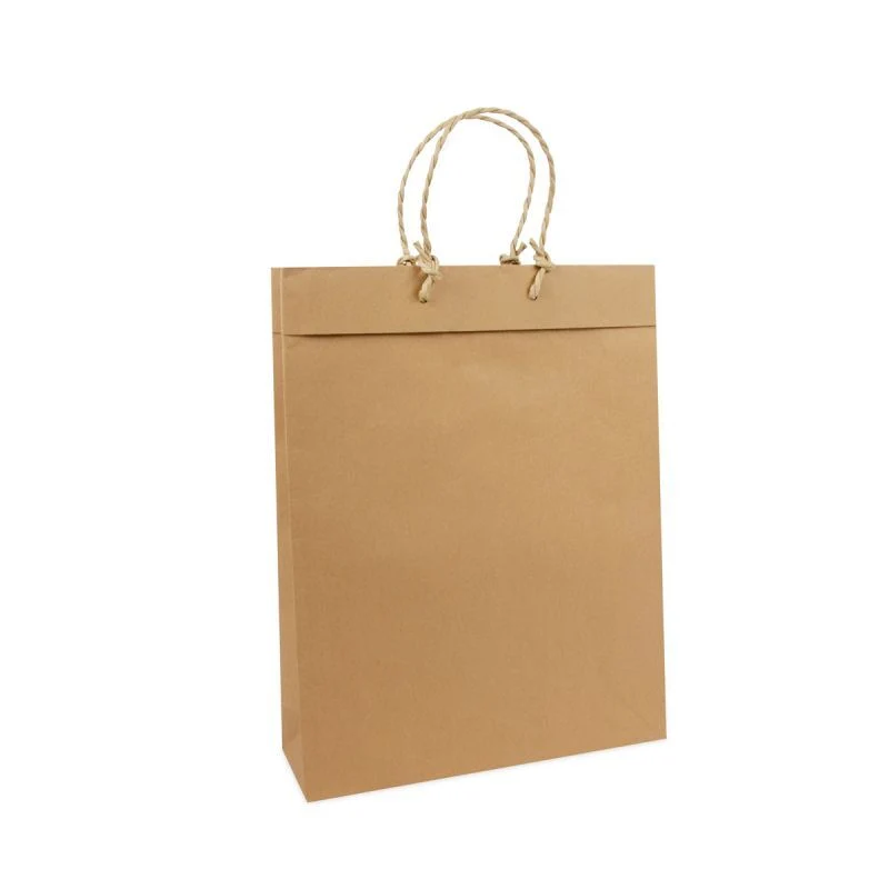 Luxuriöse recycelte Kraftpapiertaschen mit Umschlag 31+10x40 cm Braun (100 Stück) [FP-DPK061]