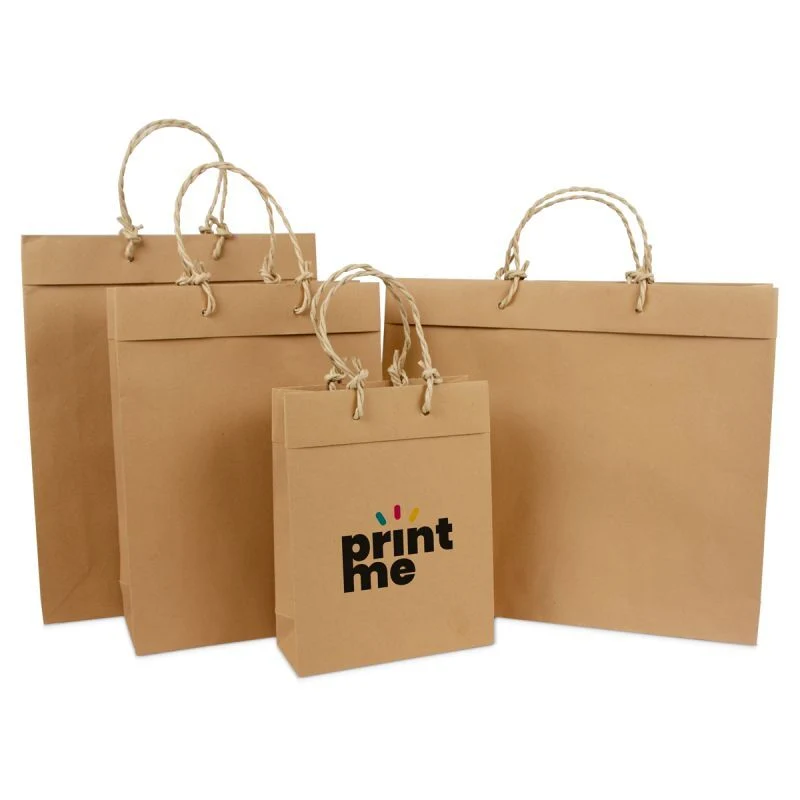 Luxuriöse recycelte Kraftpapiertaschen mit Umschlag 20+8x26 cm Braun (100 Stück) [FP-DPK059]