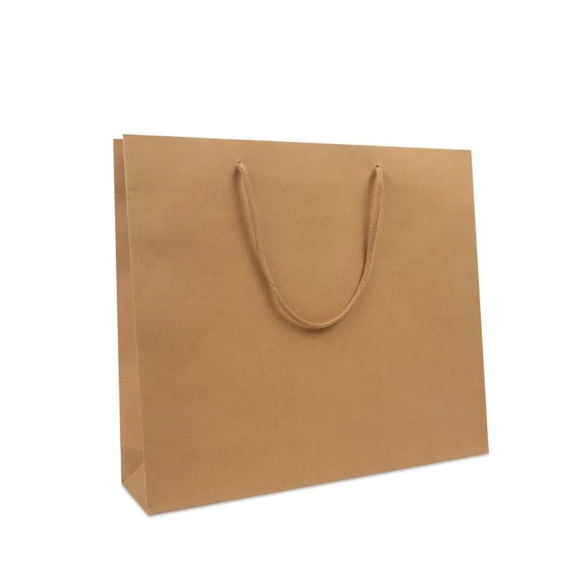 Luxuriöse Papiertaschen Kraftpapier 40+10x35 cm Braun (100 Stück) [FP-DPK119]