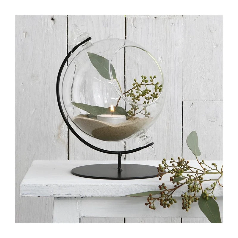 Glaskugel für Teelicht mit Ständer Ø 15 cm, H. 21 cm (1 Stück) [IFS-29292]