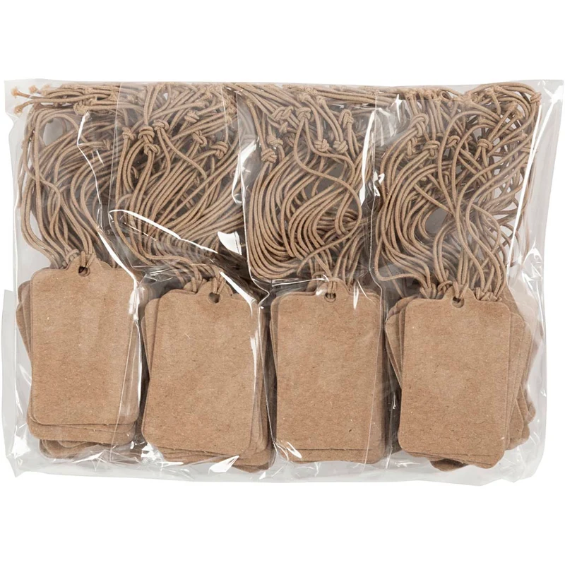 Geschenkanhänger Hellbraun mit Schnur 2.5x4cm (100 Stück) [HOB01273]